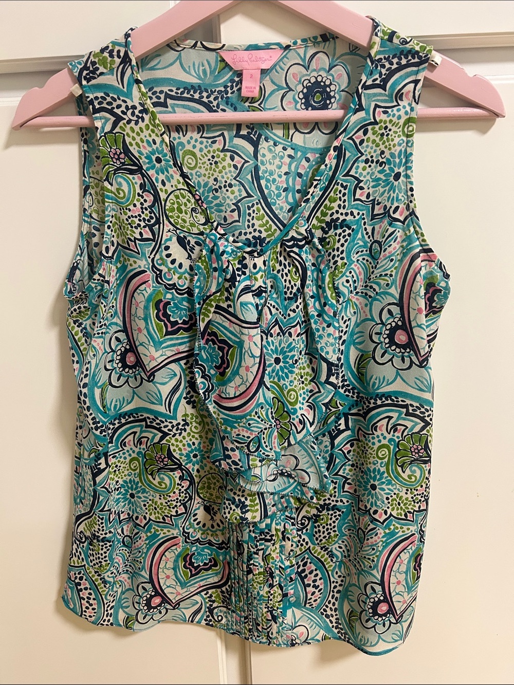 Lilly Pulitzer Vintage Sleeveless Silk Paisley Sleeveless Top 2